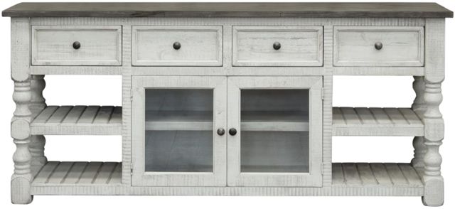 International Furniture Direct Stone Weathered Gray/White 80" TV Stand-2