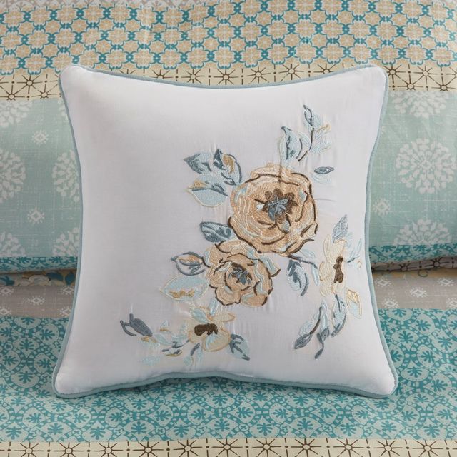 Olliix by Madison Park Willa 7 Piece Green Queen Cotton Printed Comforter Set Madison Park-2