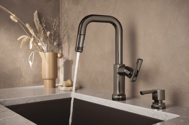 Brizo Kintsu® Lumicoat® Black Onyx SmartTouch® Pull-Down Prep Faucet with SquareSpout-2