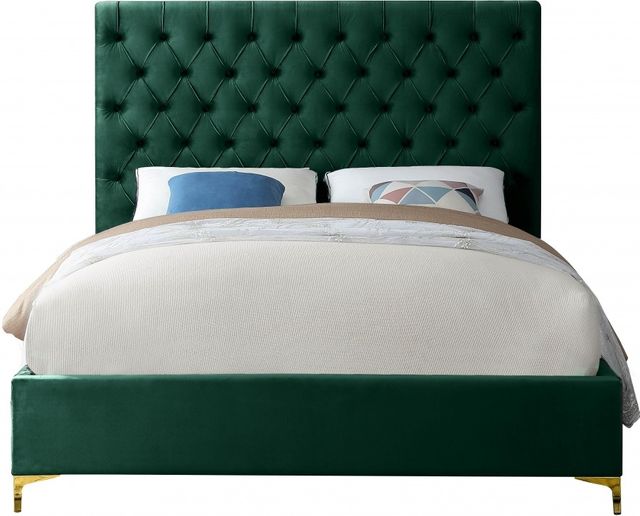 Meridian Furniture Cruz Green Velvet Full Bed-1