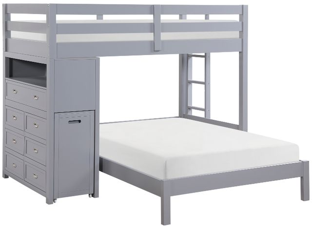 Homelegance® Sloane Gray Twin over Full Youth Loft Bunk Bed with Chest and Hidden Desk-0