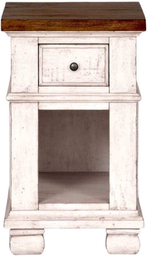 Napa Furniture Design Belmont Brown Side Table with White Base-1