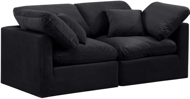 Meridian Furniture Indulge 2-Piece Black Velvet 70" Sofa-0