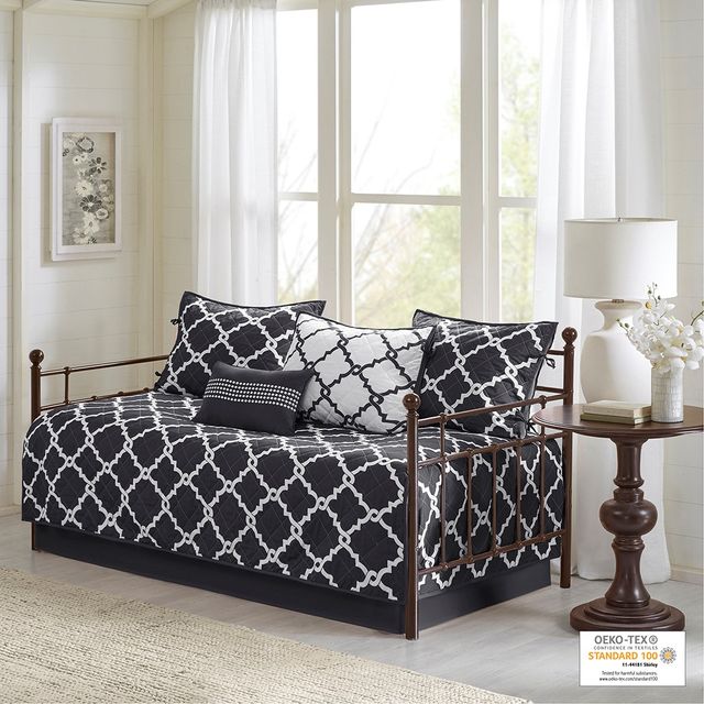 Olliix by Madison Park 6 Piece Black Merritt Reversible Daybed Set-0