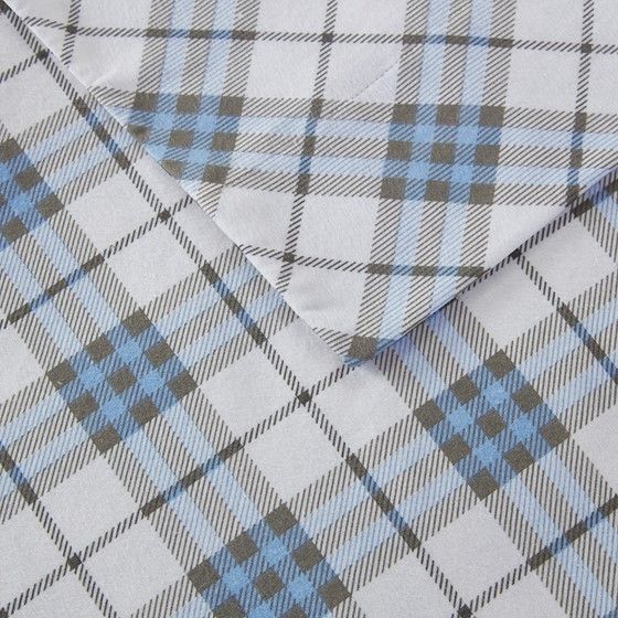 Olliix by True North by Sleep Philosophy Cozy Flannel Blue Plaid California King Cotton Printed Sheet Set-2