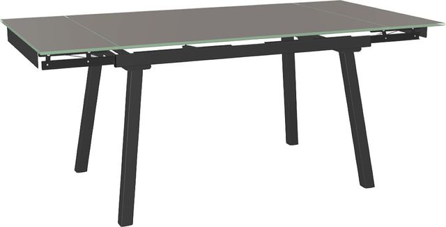 Amisco Customizable Lewis 72" Rectangular Extendable Table with 0.5" Taupe Glass Top and 2 Leaves-1