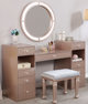 Furniture of America® Yasmine 3-Piece Light Gray/Tiffany Blush Vanity Set-1
