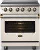 Viking® 5 Series 30" Pure White Pro Style Induction Range with Brushed Brass Trim-4