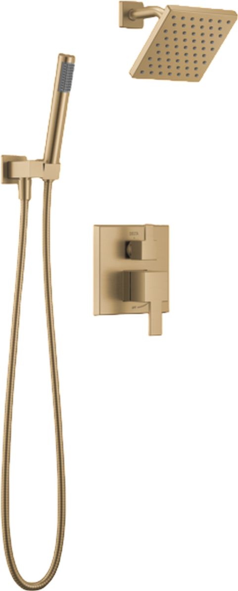 Delta Modern 14S Champagne Bronze Shower Trim with Fixed Head and Hand Shower-0