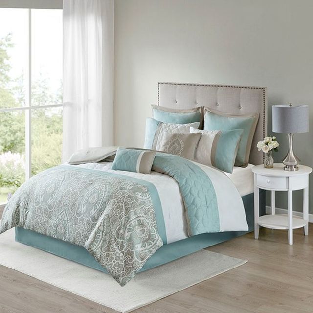 Olliix by 510 Design Shawnee Seafoam Queen 8 Piece Comforter Set-1