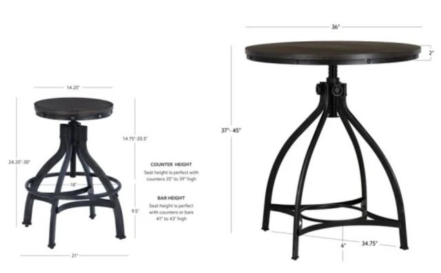 Powell® Haywood 5-Piece Black/Gray Round Bar Table Set-2