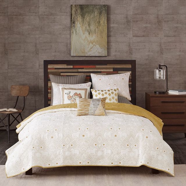 Olliix by INK+IVY 3 Piece Yellow King/California King Kandula Coverlet Mini Set-4