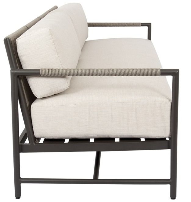 Sunset West Pietra Stone Gray Aluminum/Olefin Rope Outdoor Sofa with Echo Ash Cushion-2