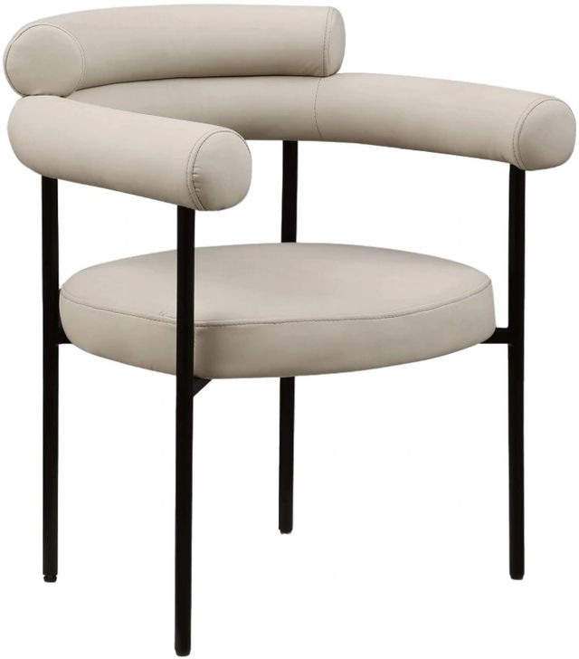 Meridian Furniture Blake Taupe/Matte Black Upholstered Dining Arm Chair-0