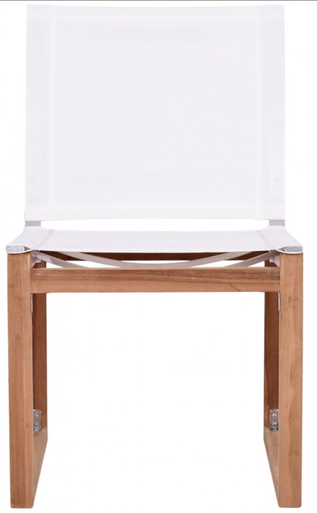 Meridian Furniture Rio Natural Teak/Off-White Fabric/Wood Outdoor Dining Side Chair-1