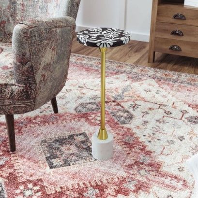 Zuo® Modern Lizza Gray Marble Top Side Table with White Mable Base-2