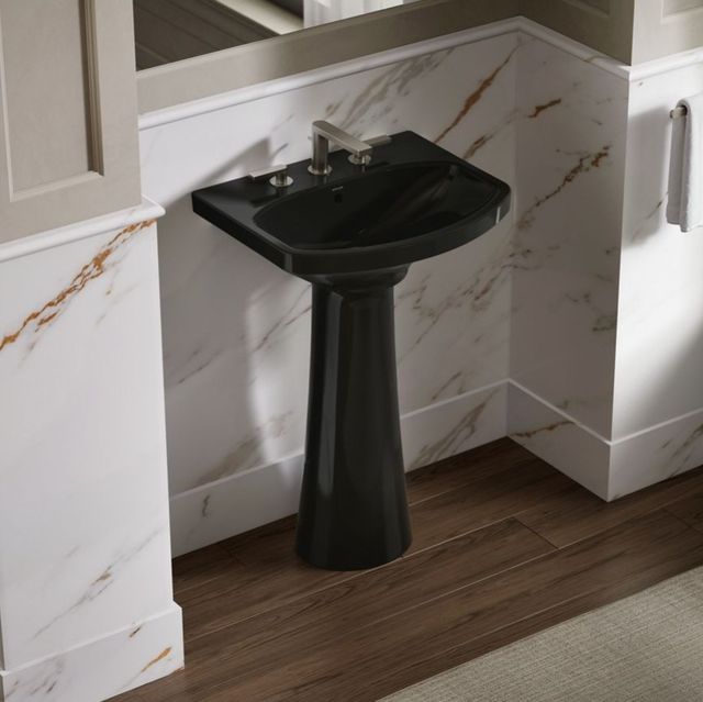 Kohler Cimarron® Black 22.75" Widespread Rectangular Pedestal Bathroom Sink-2