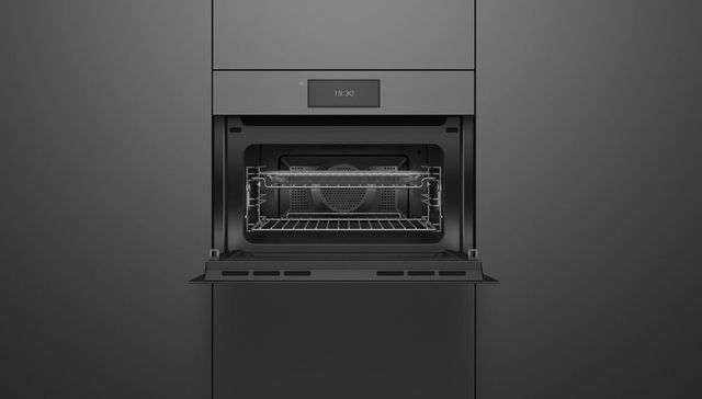 Fisher & Paykel Series 11 24” Gray Glass Minimal Compact Convection Electric Speed Oven-3