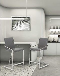 Mazin Furniture Jasmine Chrome/Gray Counter Arm Dining Chair-3