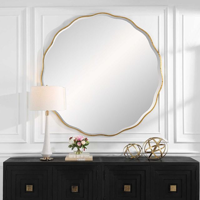 Uttermost® Aneta Aged Gold Large Round Mirror-1
