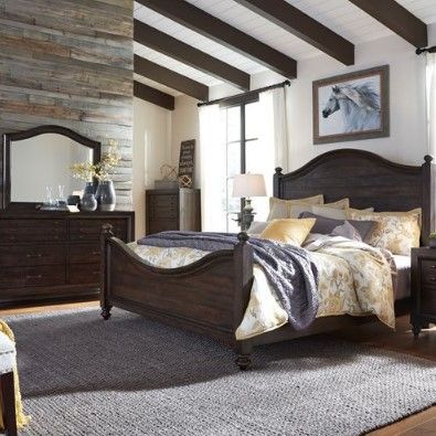 Liberty Furniture Catawba Hills 3-Piece Peppercorn Poster Bedroom Set-3