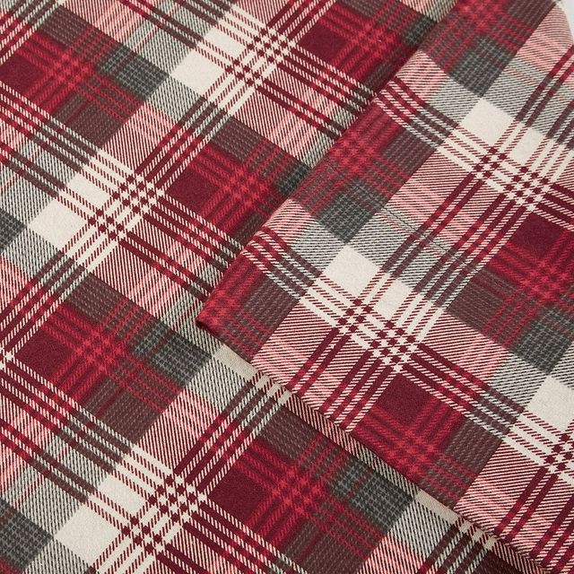 Olliix by Woolrich Red Plaid California King Flannel Cotton Sheet Set-1