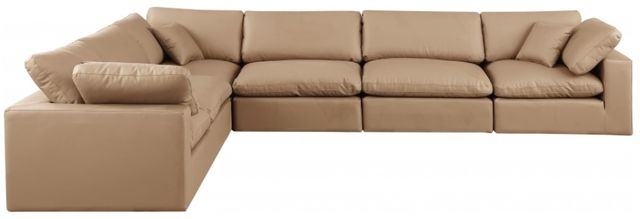 Meridian Furniture Comfy 6-Piece Tan L-Shape Vegan Leather Sectional -1