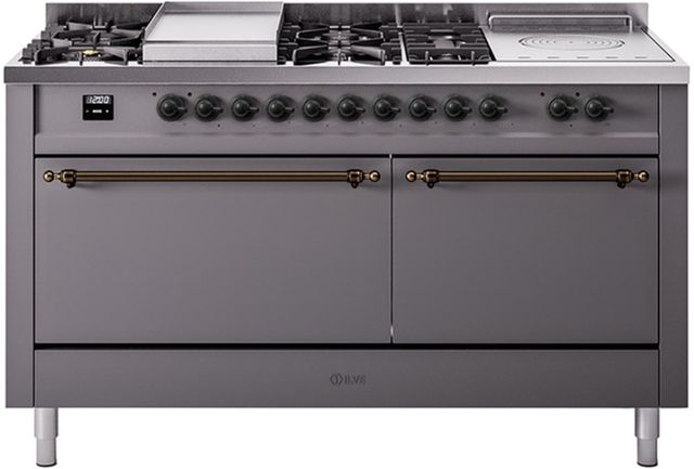 Ilve® Nostalgie II Series 60" Graphite Matte Pro Style Dual Fuel Range-0