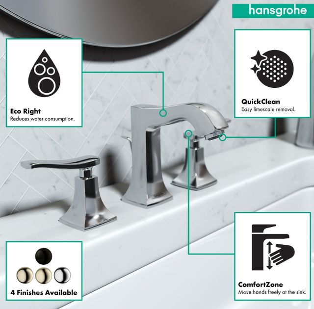 Hansgrohe Metris C Chrome Widespread Faucet 100 with Pop-Up Drain-3