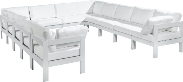 Meridian Furniture Nizuc 12-Piece White Outdoor Patio Modular Sectional Set-0