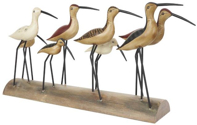 Deco Marche Brown Bird Sculpture with Log Base-0