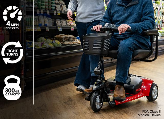 Mega Motion Rascal® Venture Black/Red 3-Wheel Mobility Scooter -1