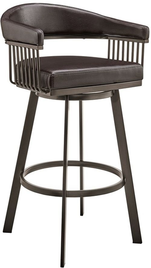 Armen Living Chelsea Chocolate/Java Brown Swivel Counter Stool-0