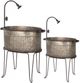 A & B Home 2-Piece Nickel Iron Flower Pot/Tub Set on Stand -0