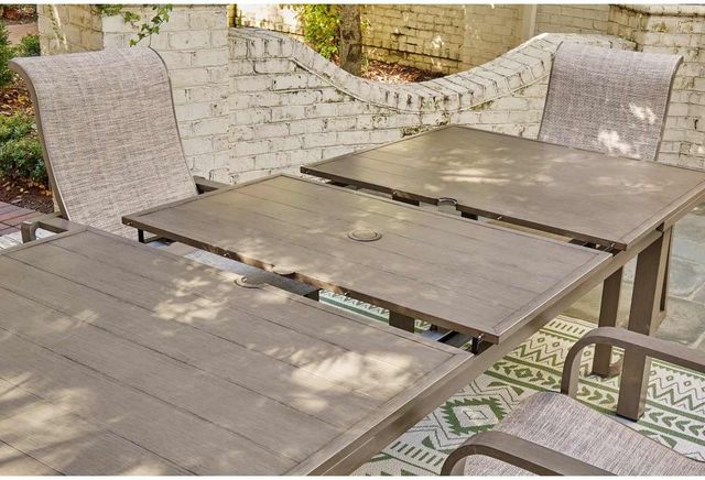 Signature Design by Ashley® Beach Front Beige Aluminum Outdoor Dining Table-3
