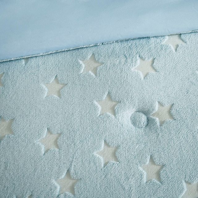 Olliix by Mi Zone Kids Quinny Aqua Twin Glow In The Dark Plush Comforter Set-3