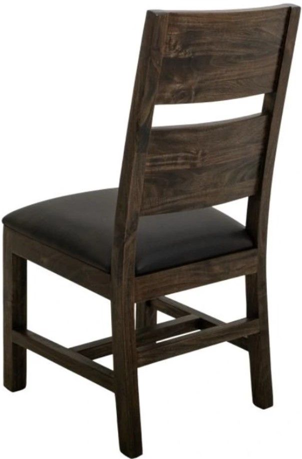 International Furniture Direct Teak Stained Dark Dining Side Chair-4