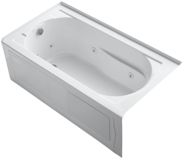 KOHLER® Devonshire® White 60" x 32" Alcove Heated Whirlpool Bath - Left Drain-0