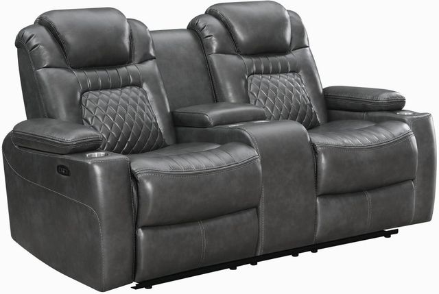 Coaster® Korbach Charcoal Power Reclining Upholstered Loveseat-1
