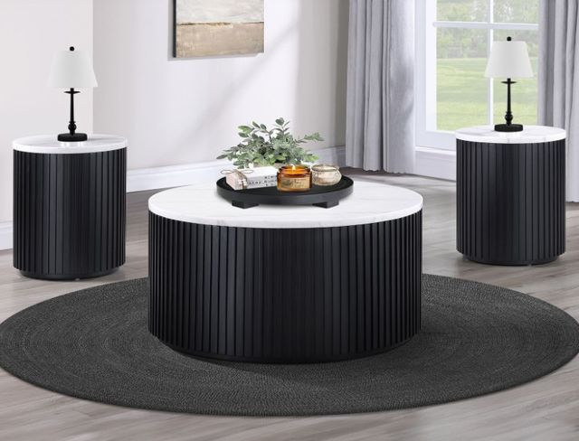 Steve Silver Co. Colvin White Coffee Table with Black Base-1