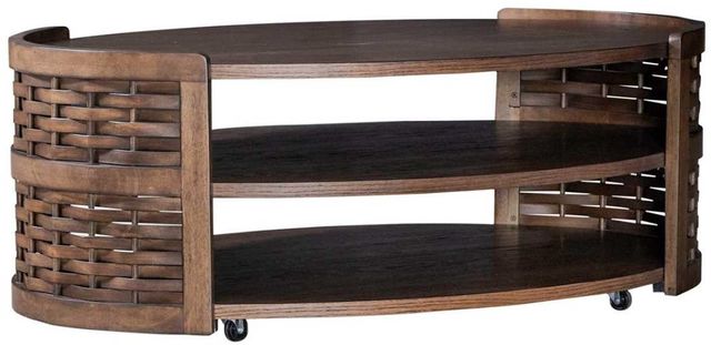 Liberty Furniture Warren Park Coffee Brown Oval Cocktail Table-0