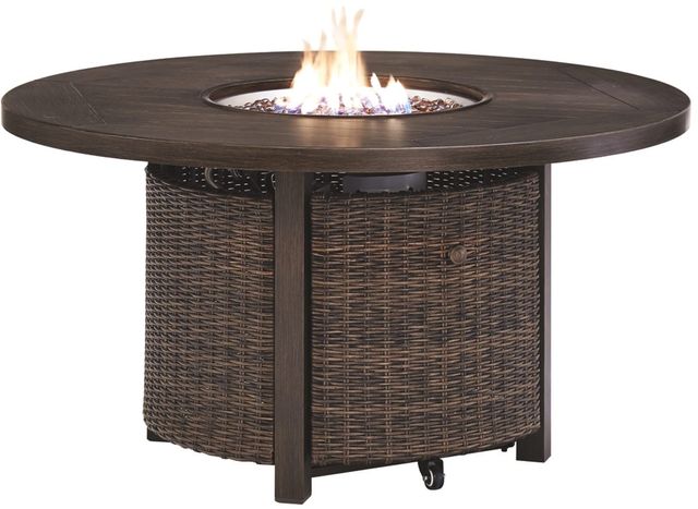 Signature Design by Ashley® Paradise Trail Medium Brown Aluminum/Resin Outdoor Round Fire Pit Table-2