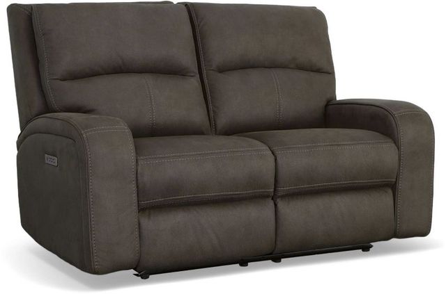 Flexsteel® Nirvana Grey Power Reclining Loveseat with Power Headrests-0