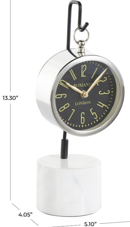 Deco Marche Silver Clock with Black and White Stand-3