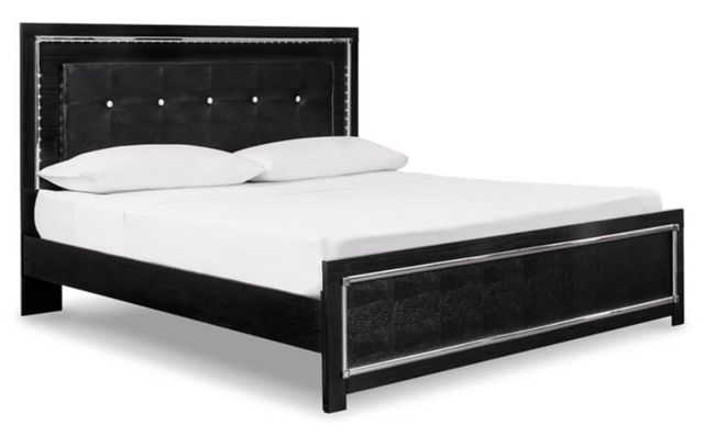 Signature Design by Ashley® Kaydell 2-Piece Black King Upholstered Panel Bed Set-1
