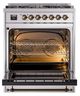 Ilve® Nostalgie II Noblesse 30'' Stainless Steel Pro Style Dual Fuel Range with Burnished Trim-1