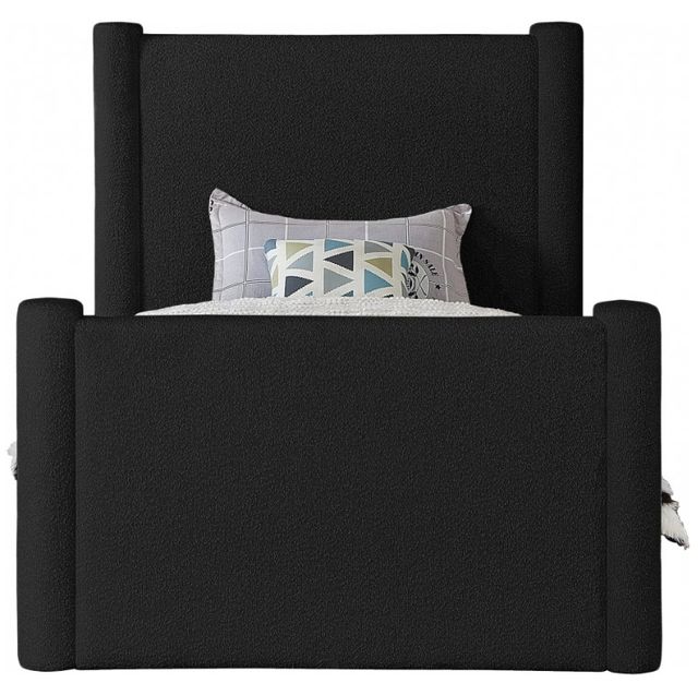 Meridian Furniture Elias Black Twin Boucle Fabric Upholstered Panel Bed-2