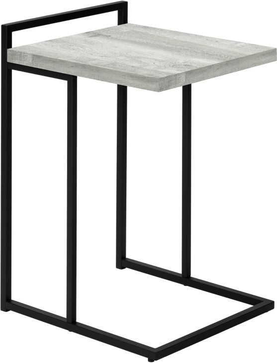 Accent Table C Shaped End Side Snack Living Room Bedroom Metal Laminate Grey Black Contemporary Modern