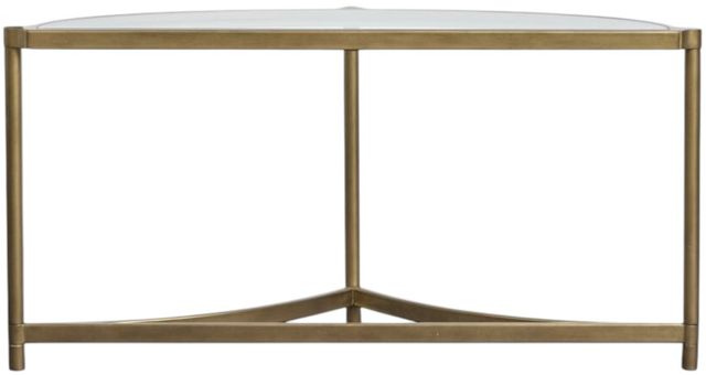 Magnussen Home® Cassidy Volakas Classic Demilune Sofa Table with Aged Brass Base-3