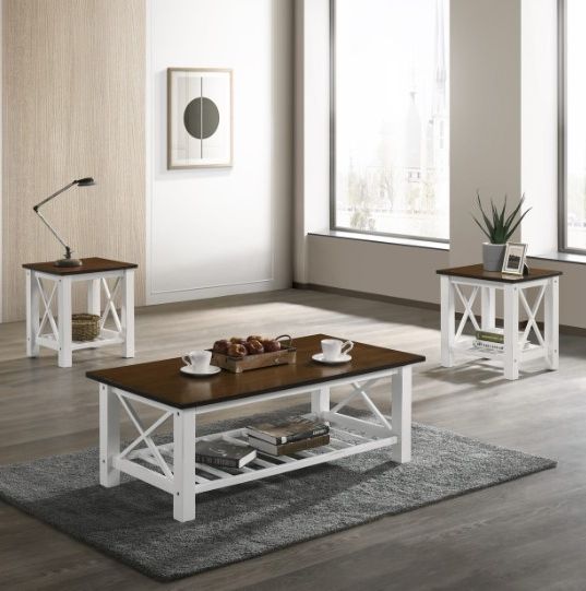 New Classic® Home Furnishings Vesta Cream Coffee Table with Brown Top -3